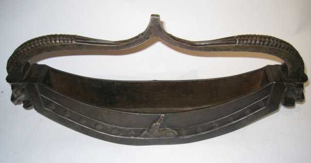 French Art Deco Bronze Flower Basket Centerpiece by Beaulieu