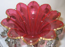 Pair of Moser White Red Cased Glass Lustres