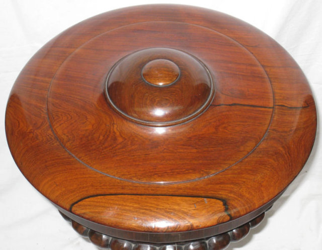 Antique Round Rosewood Tripod Stand Humidor or Teapoy
