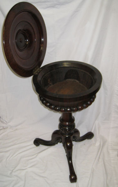 Antique Round Rosewood Tripod Stand Humidor or Teapoy