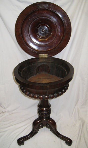Antique Round Rosewood Tripod Stand Humidor or Teapoy