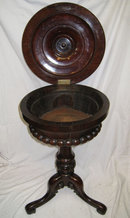 Antique Round Rosewood Tripod Stand Humidor or Teapoy