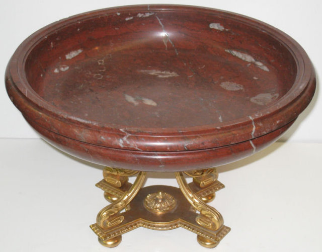 Antique Ormolu Bronze & Rouge Marble Tazza Centerpiece