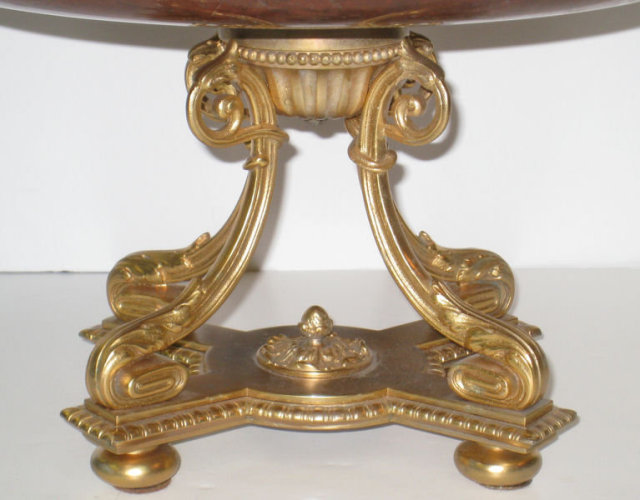 Antique Ormolu Bronze & Rouge Marble Tazza Centerpiece