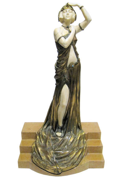 Marcel Andre Bouraine Art Deco Chryselephantine Bronze