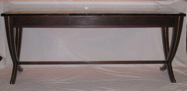 Mahogany & Acid-Etched Glass Desk by Joe Ginsberg