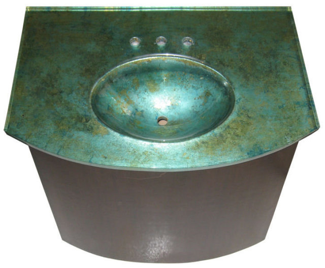 Mahogany & Acid-Etched Glass Sink by Joe Ginsberg