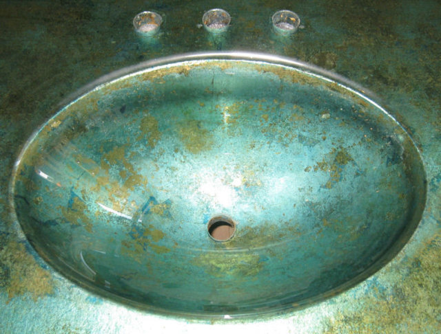 Mahogany & Acid-Etched Glass Sink by Joe Ginsberg