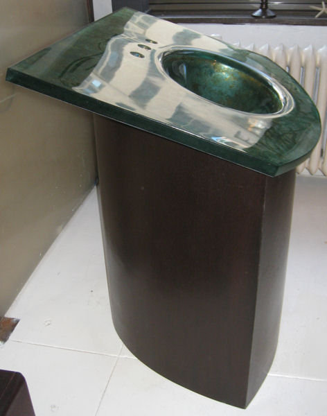 Mahogany & Acid-Etched Glass Sink by Joe Ginsberg