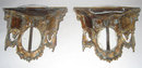 Pair Antique French Ormolu Bronze & Porcelain Brackets