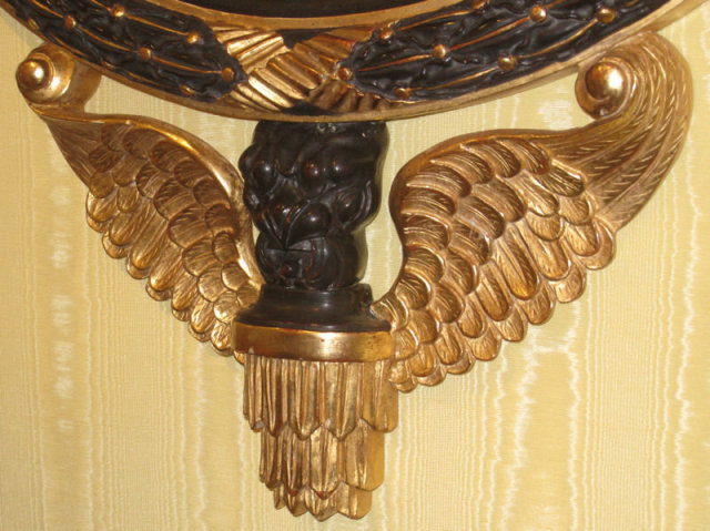 Egyptian Revival Empire Style Girandole Giltwood Wall Mirror