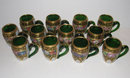 Moser Overlay Glass Punchbowl Set Tray & 12 Cups