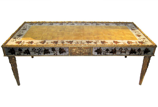 Mid-Century Maison Jansen Eglomise Glass Coffee Table