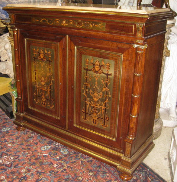 Antique Renaissance Style Walnut Sideboard Side Cabinet