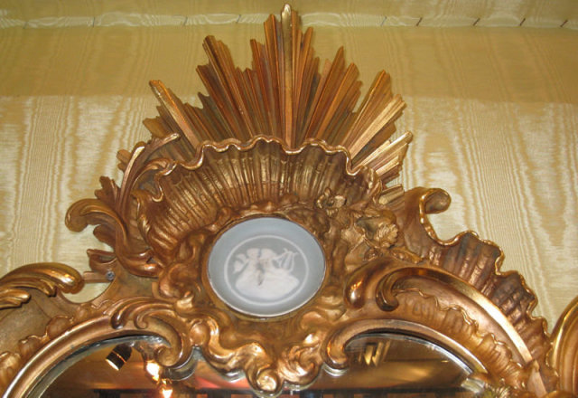 Dore Bronze Rococo Chippendale Louis XV Style Mirror