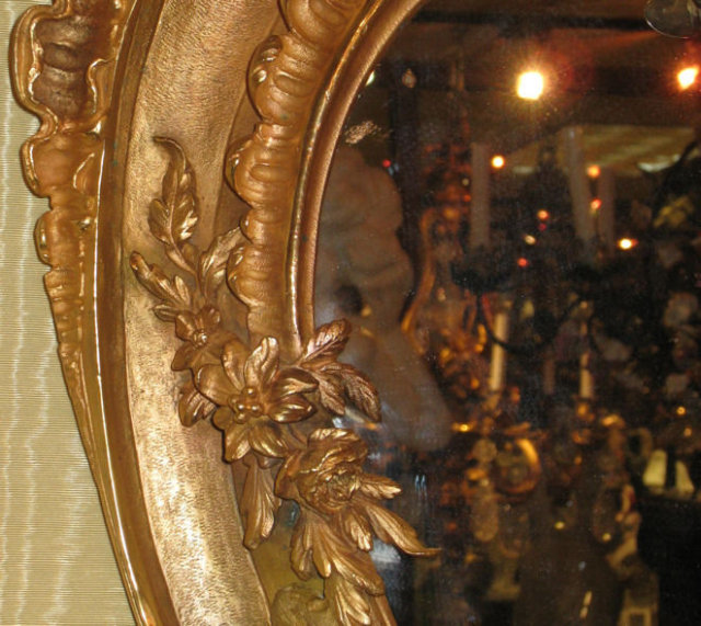 Dore Bronze Rococo Chippendale Louis XV Style Mirror