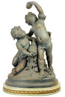 Neoclassical Allegorical Patinated Gesso Cherubs Group Sculpture