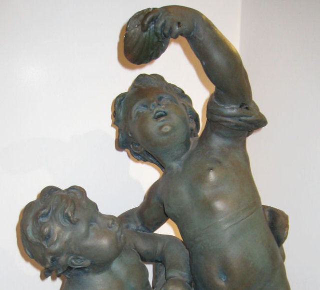 Neoclassical Allegorical Patinated Gesso Cherubs Group Sculpture