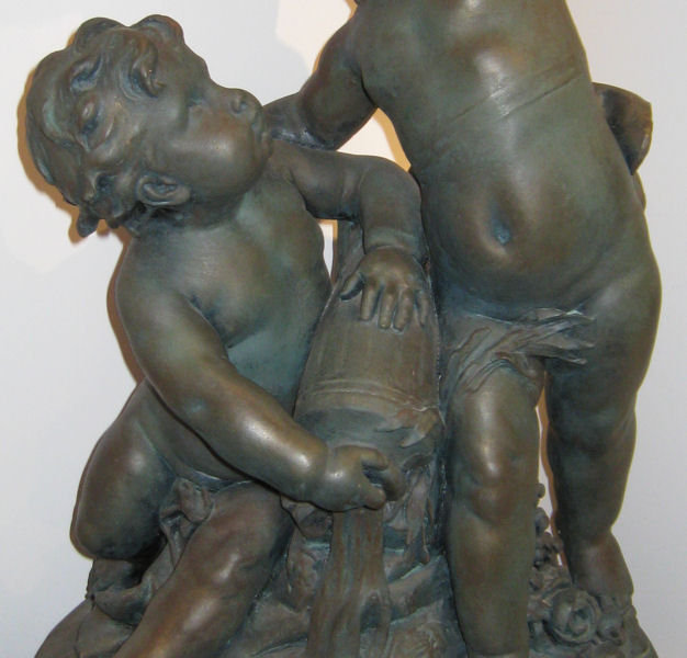 Neoclassical Allegorical Patinated Gesso Cherubs Group Sculpture