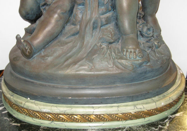 Neoclassical Allegorical Patinated Gesso Cherubs Group Sculpture