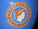 Pair Antique Greco-Roman Blue Glazed Pottery Table Lamps
