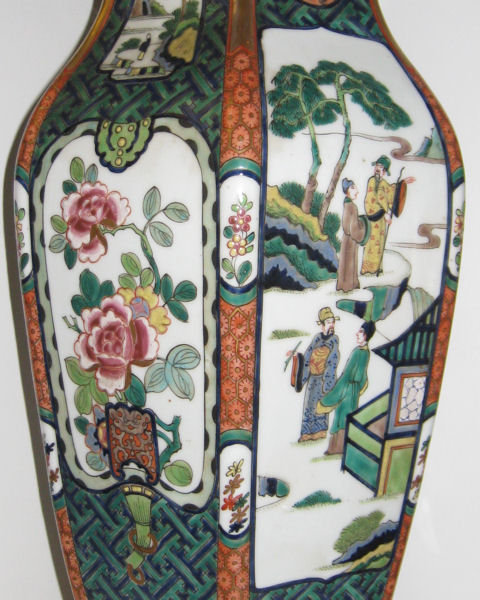 Pair Large Chinese Famille Verte Porcelain Bronze Mounted Urns
