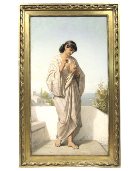 Neoclassical Orientalist Female Portrait Oil Painting by Godfried Guffens