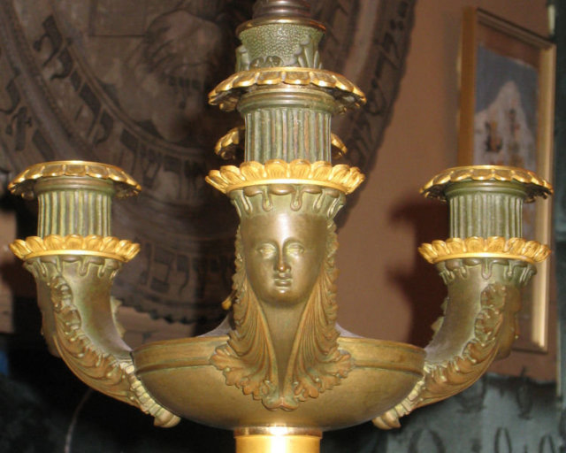 Pair Antique French Empire Style Gilt and Patinated Bronze Candelabra
