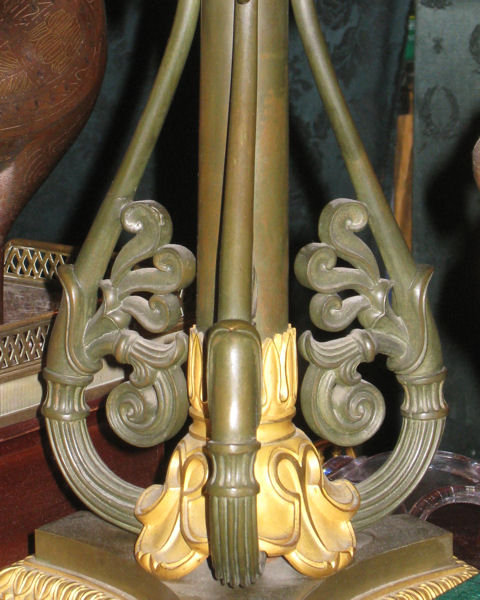 Pair Antique French Empire Style Gilt and Patinated Bronze Candelabra