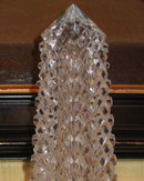 Pair Tall Antique French Empire Style Ormolu Metal & Cut Crystal Obelisks