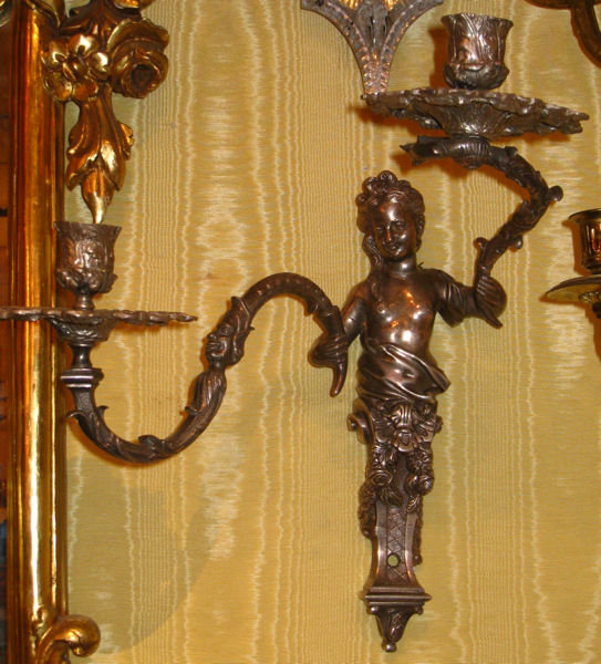 Pair Antique French Louis XIV Style Silvered Metal Sconces
