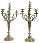 Pair Antique Silvered Bronze Louis XV Style Candelabra