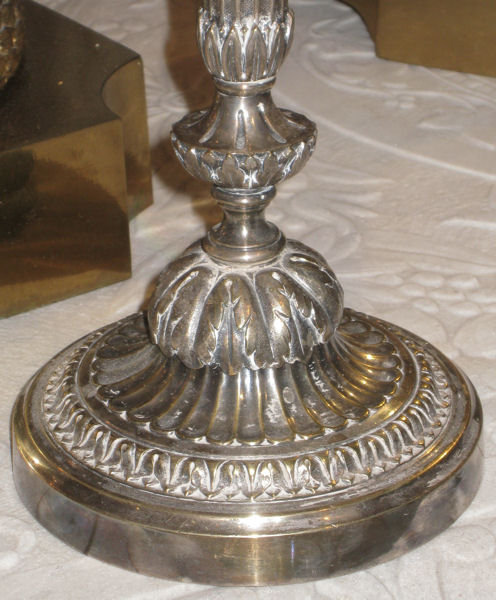 Pair Antique Silvered Bronze Louis XV Style Candelabra
