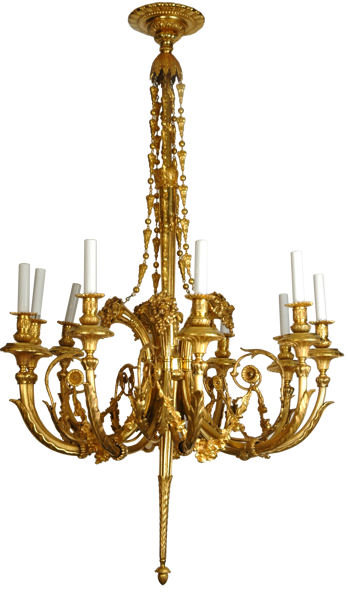 Antique Louis XV Style Gilt Bronze 10-Light Chandelier