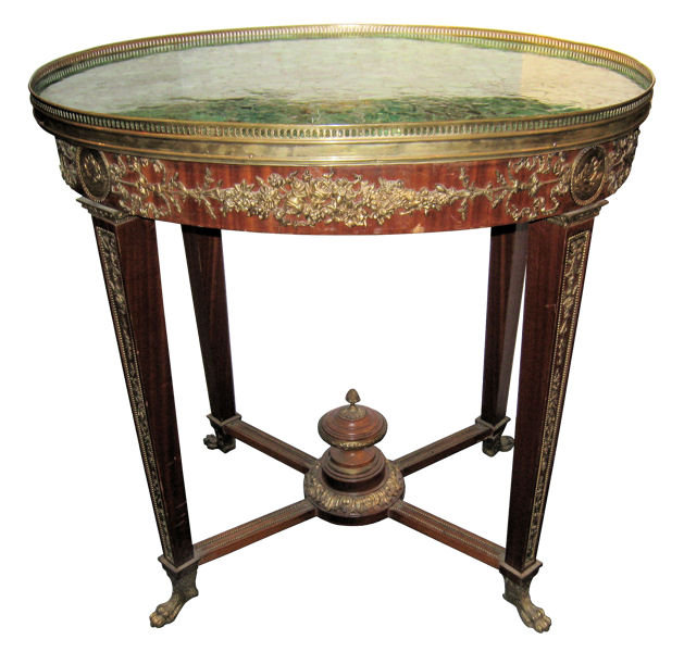Antique French Louis XVI Style Malachite Gueridon Table