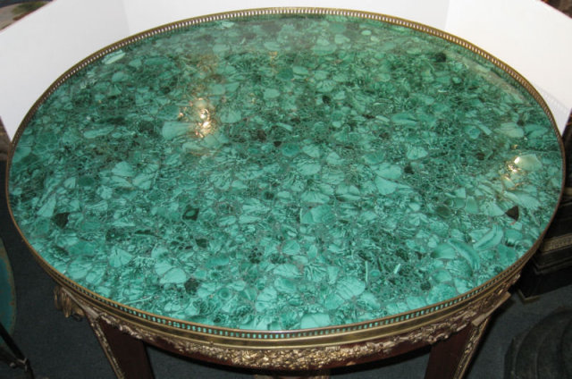 Antique French Louis XVI Style Malachite Gueridon Table