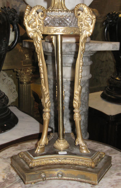 Pair Antique Regency Style Bronze & Crystal Candelabras