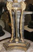 Pair Antique Regency Style Bronze & Crystal Candelabras