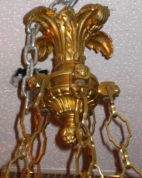 Empire Style Bronze Colored Glass Coupe Chandelier