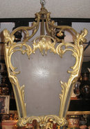 Antique Louis XVI Style Dore Bronze & Glass Lantern