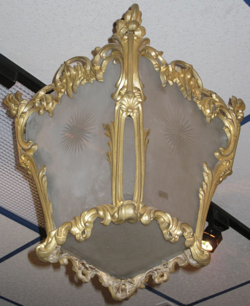 Antique Louis XVI Style Dore Bronze & Glass Lantern