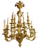 French Louis XV Style Dore Bronze 15-Light Chandelier