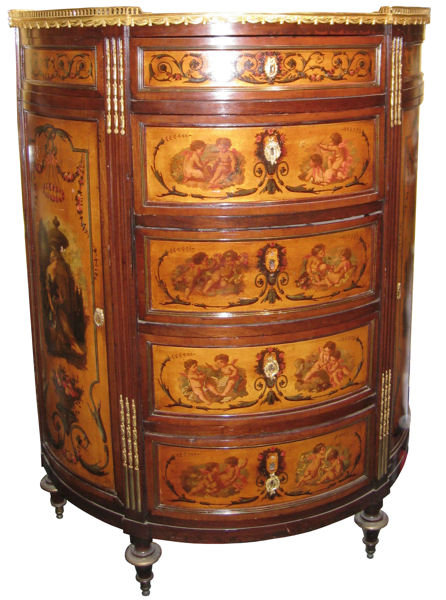 Antique Demilune Adam Style Painted Chest of Drawers