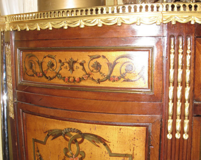 Antique Demilune Adam Style Painted Chest of Drawers
