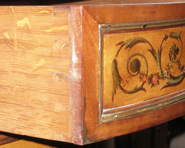 Antique Demilune Adam Style Painted Chest of Drawers