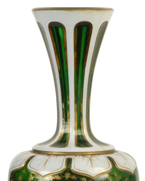 Pair Antique Moser Bohemian Glass Portrait Vases