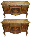 Pair of French Louis XV XVI Style Commodes or Side Cabinets