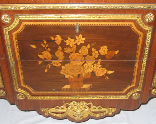 Pair of French Louis XV XVI Style Commodes or Side Cabinets