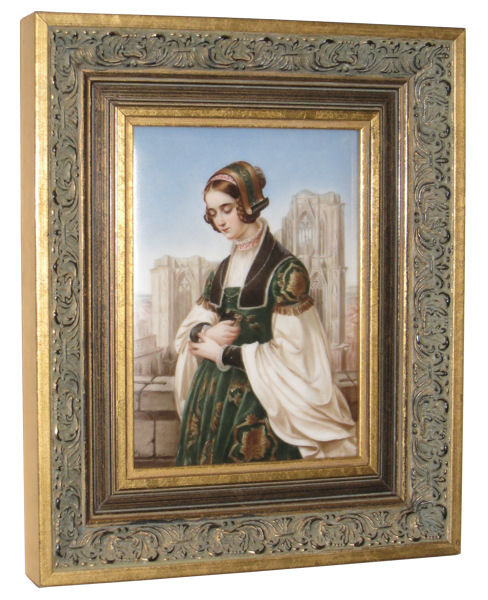 Antique Gothic Portrait Plaque by Flander After Louis Ammy Blanc for Hutschenreuther