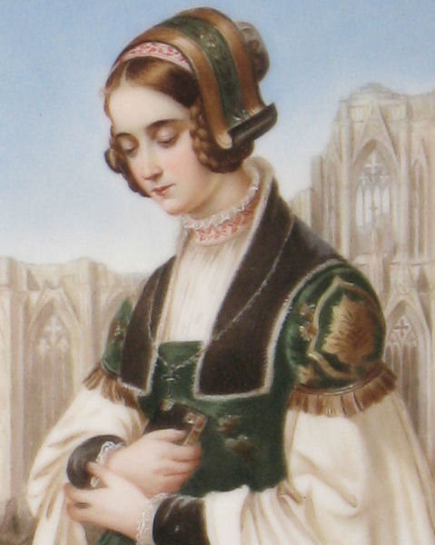 Antique Gothic Portrait Plaque by Flander After Louis Ammy Blanc for Hutschenreuther